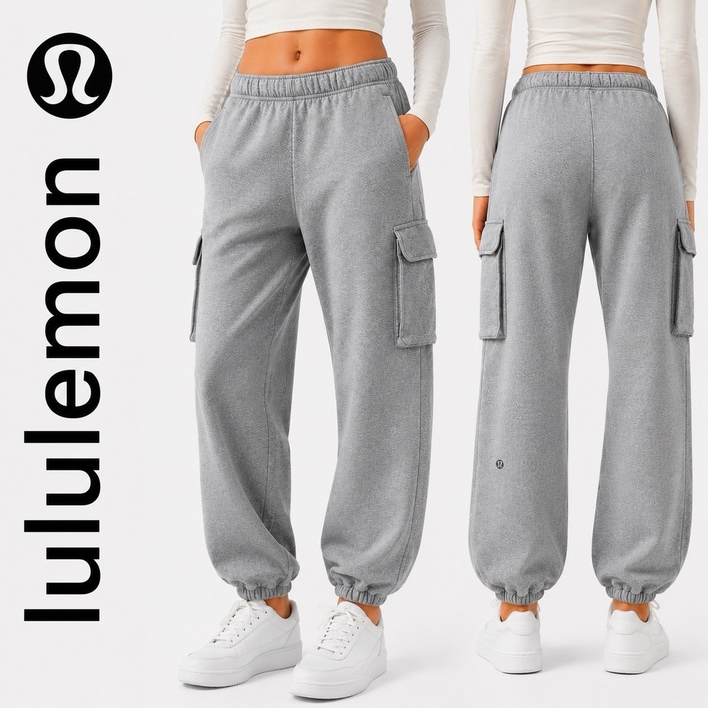 Lululemon Scuba Mid-Rise Oversized Cargo Jogger XS Heathered Core Medium Gray
